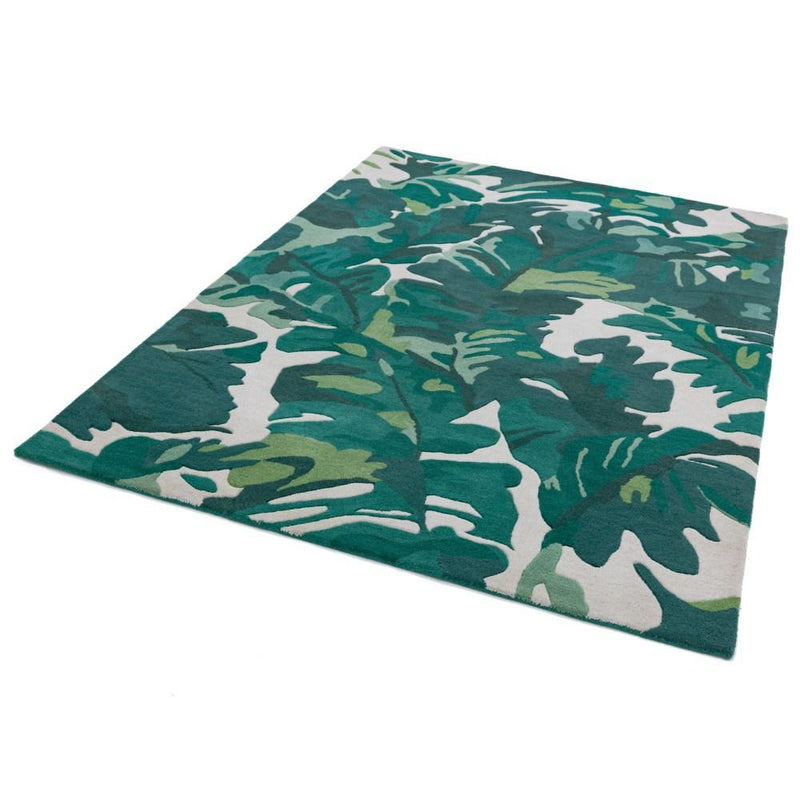 Tropical Palm Leaf Wool Rug