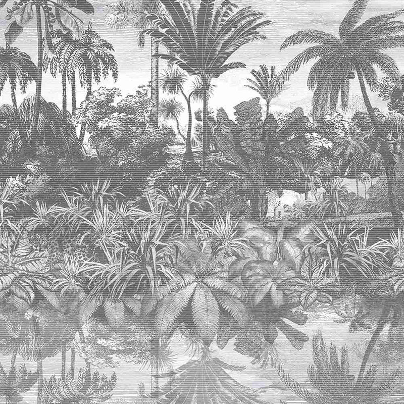 Tropical Reflections Wallpaper - Black & White - Brand Mckenzie