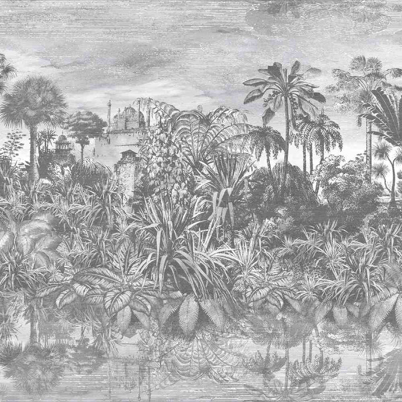 Tropical Reflections Wallpaper - Black & White - Brand Mckenzie