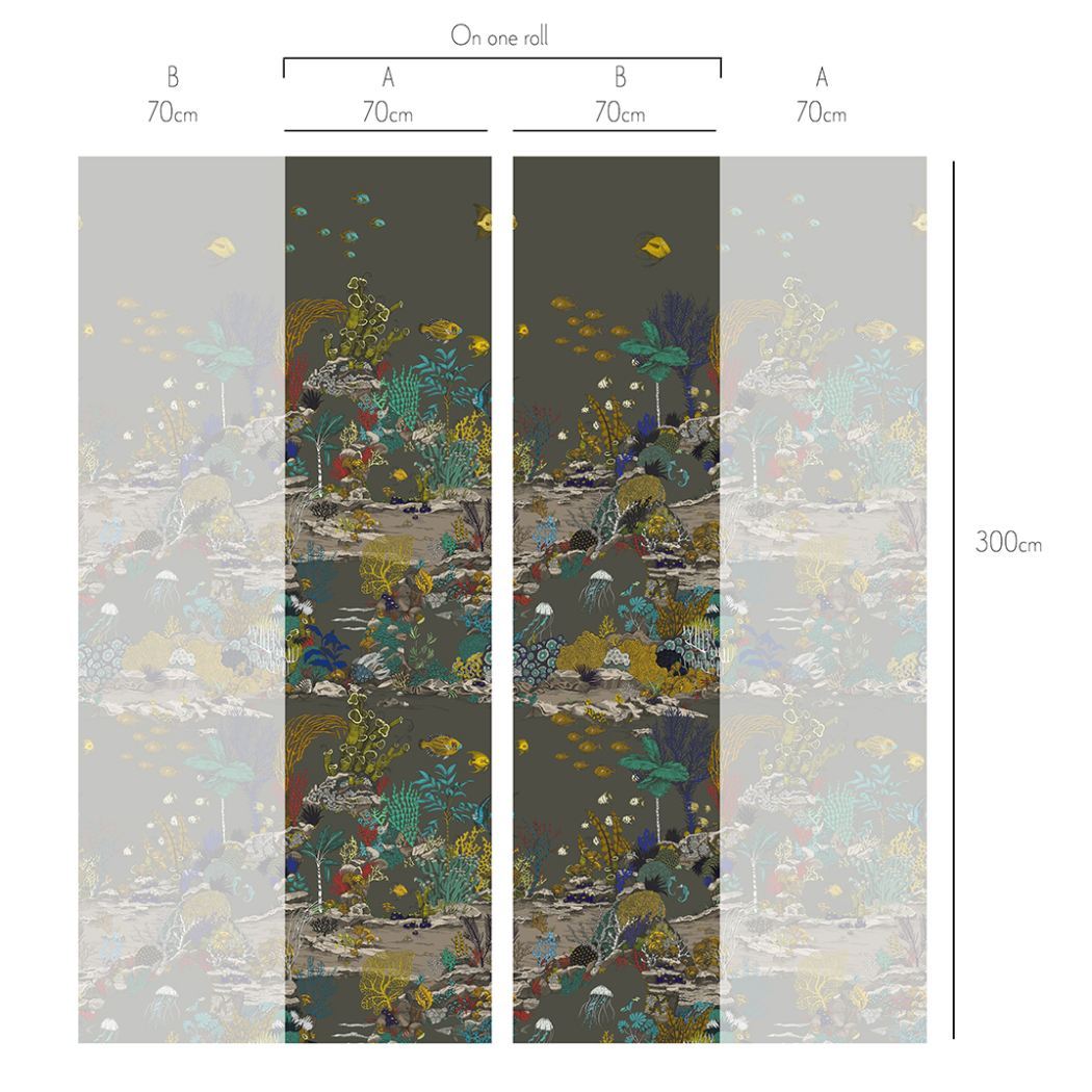 Underwater Jungle Wallpaper - Graphite - Josephine Munsey