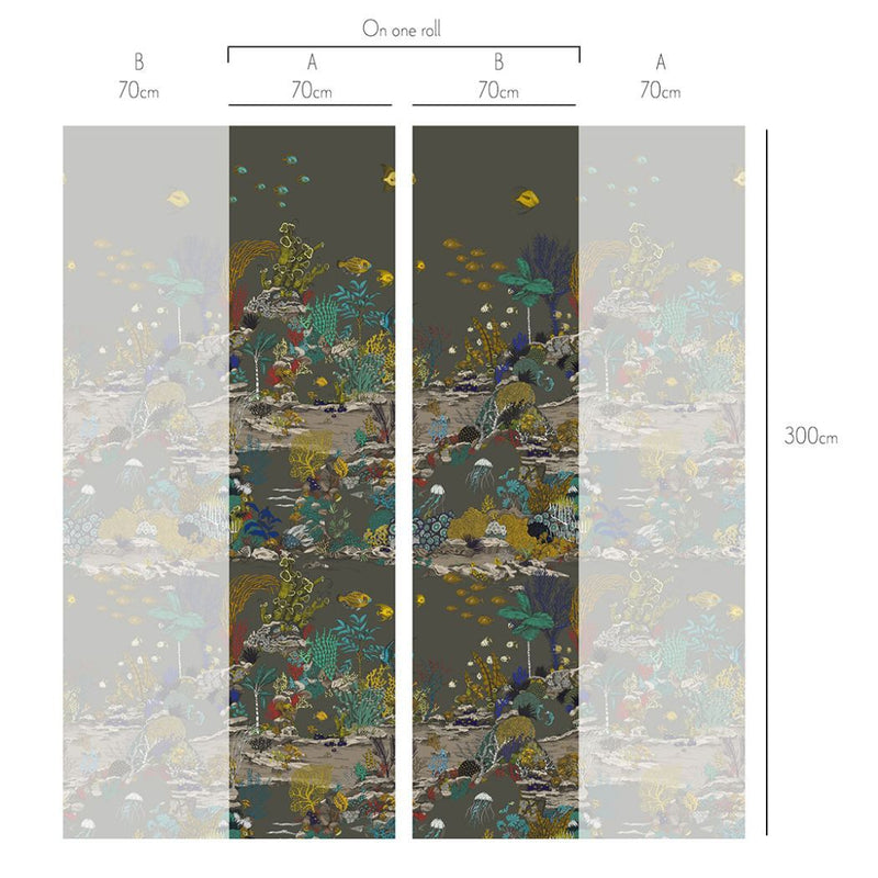 Underwater Jungle Wallpaper - Graphite - Josephine Munsey