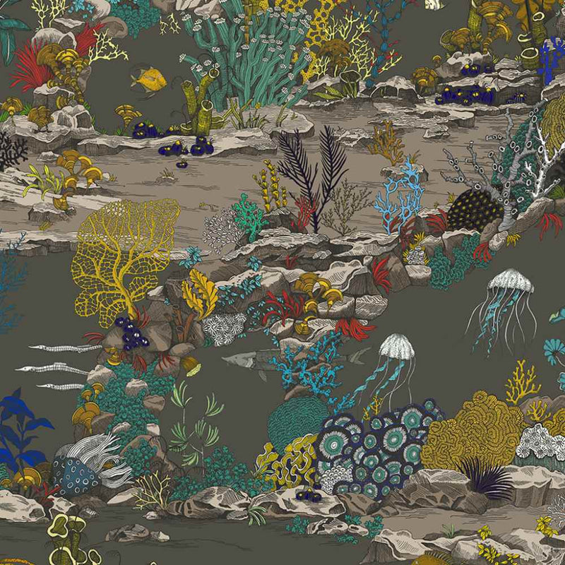 Underwater Jungle Wallpaper - Graphite - Josephine Munsey
