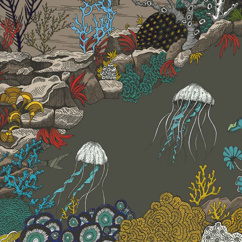 Underwater Jungle Wallpaper - Graphite - Josephine Munsey