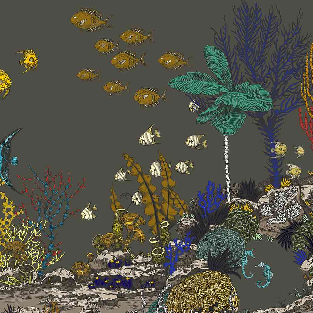 Underwater Jungle Wallpaper - Graphite - Josephine Munsey