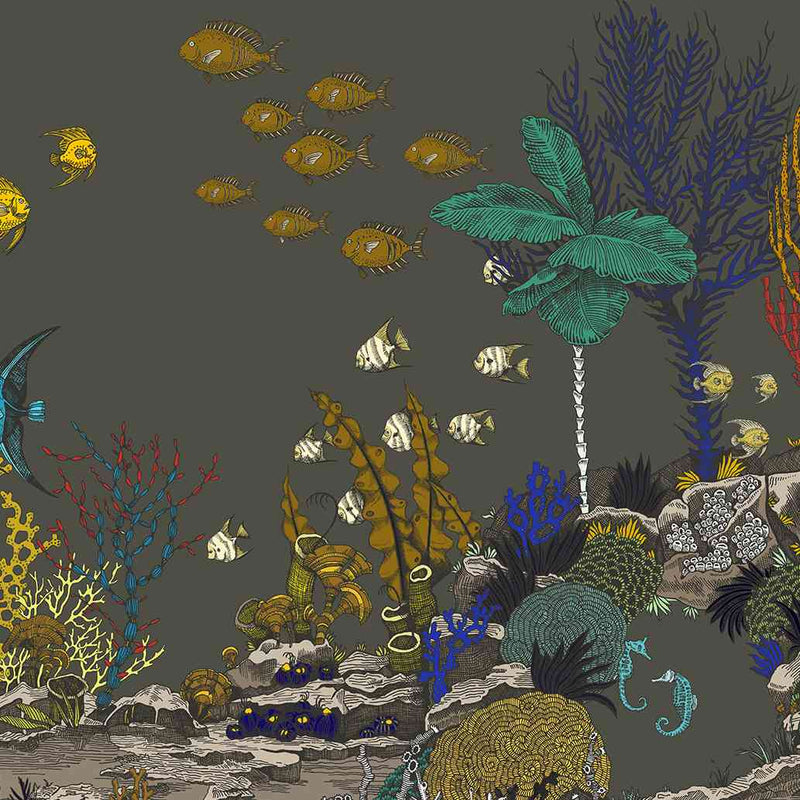 Underwater Jungle Wallpaper - Graphite - Josephine Munsey