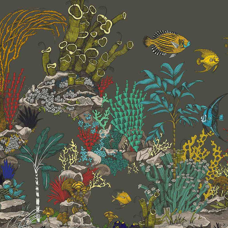 Underwater Jungle Wallpaper - Graphite - Josephine Munsey