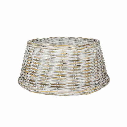 White Round Woven Wicker Xmas Tree Skirt