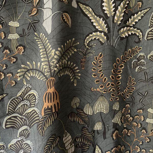 Woodland Floor Pure Linen Fabric - Petrol and Sage - Josephine Munsey