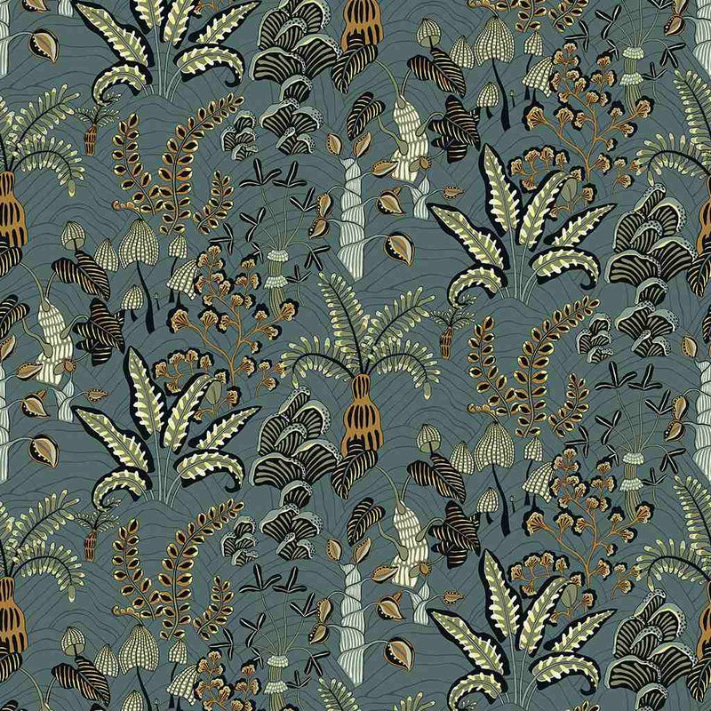 Woodland Floor Wallpaper - Petrol & Sage - Josephine Munsey