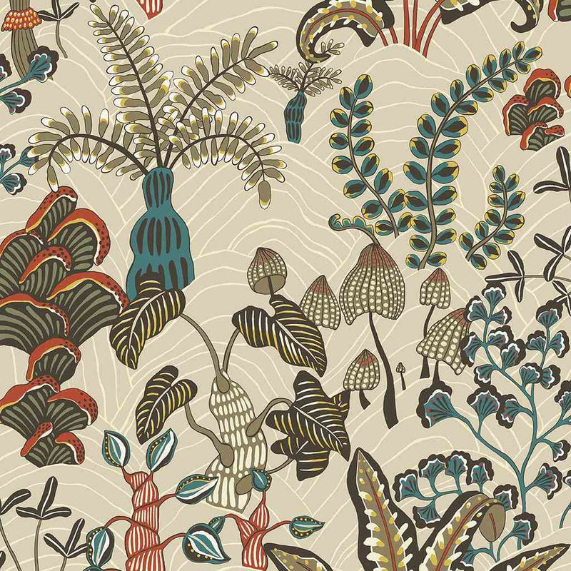 Woodland Floor Wallpaper - Stone & Teal - Josephine Munsey