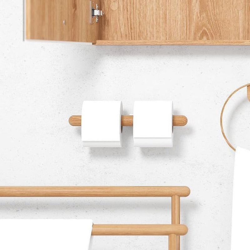 Yoku Double Toilet Roll Holder - Natural Oak