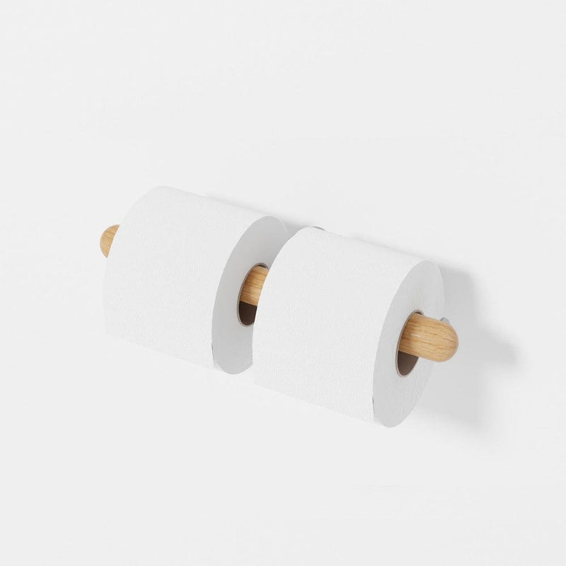 Yoku Double Toilet Roll Holder - Natural Oak