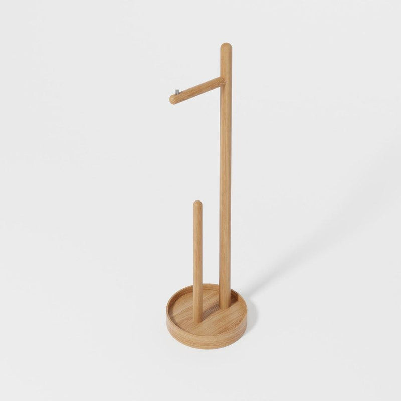 Yoku Freestanding Toilet Roll Holder - Natural Oak