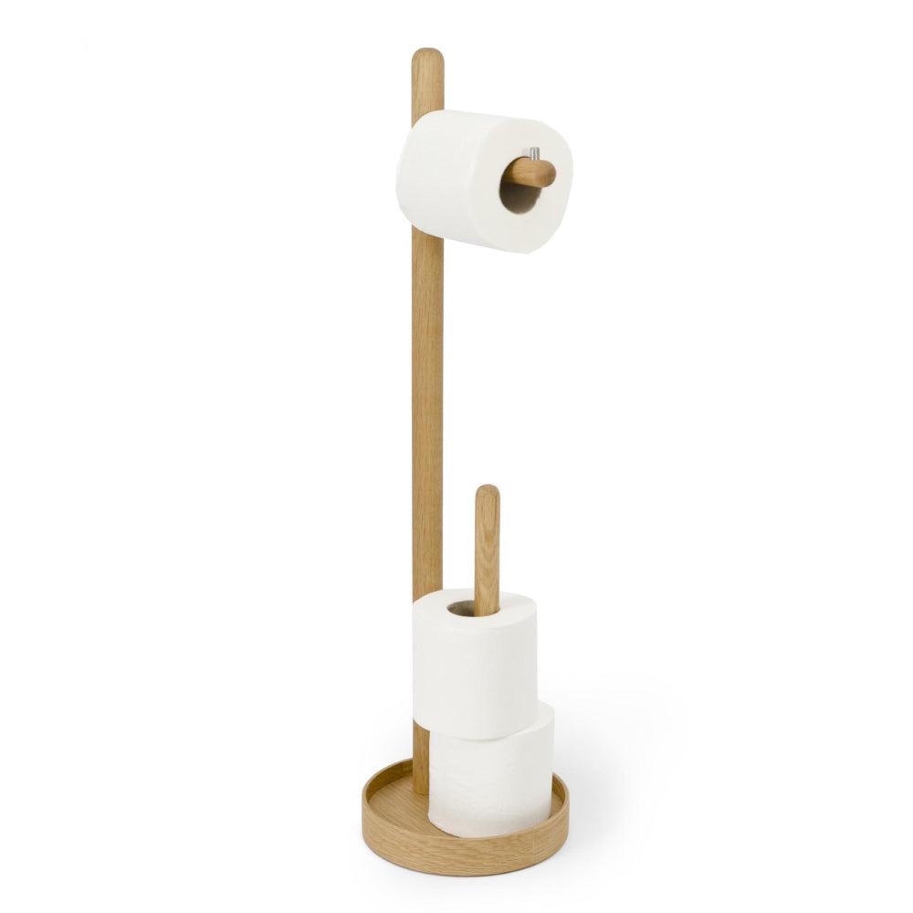 Yoku Freestanding Toilet Roll Holder - Natural Oak