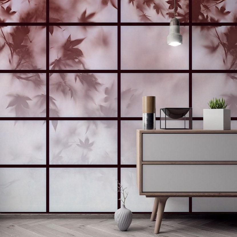 Zen Wallpaper Mural Blush Carmine Lake Lime Lace