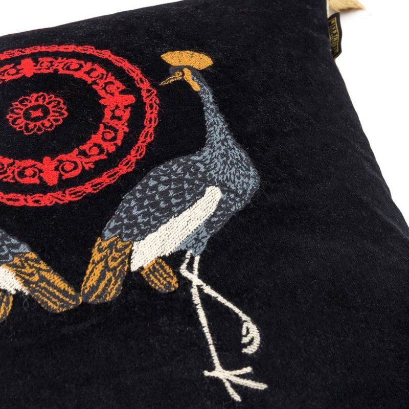 Birds of the Garden Velvet Embroidered Cushion - MINDTHEGAP