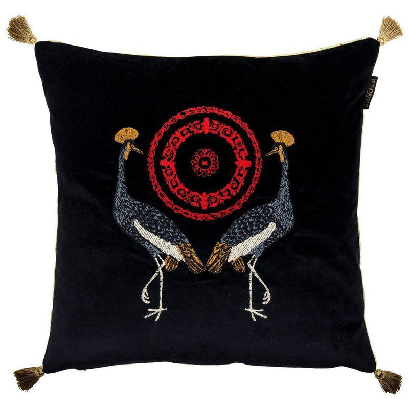 Birds of the Garden Velvet Embroidered Cushion - MINDTHEGAP