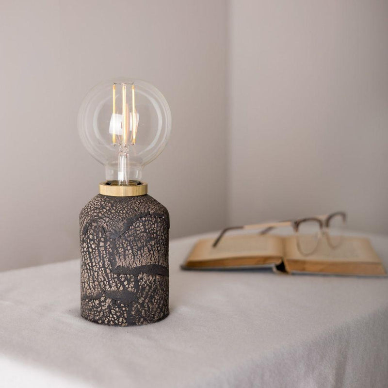 Bixa Small Ceramic Table Lamp - Black Clay - Mullan Lighting