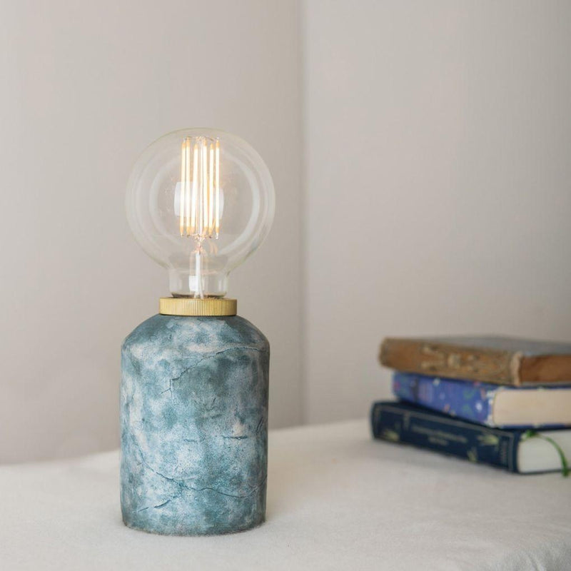 Bixa Small Ceramic Table Lamp - Blue Earth - Mullan Lighting