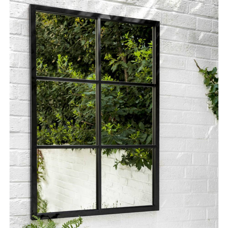 Black Rectangular Window Pane Outdoor Mirror