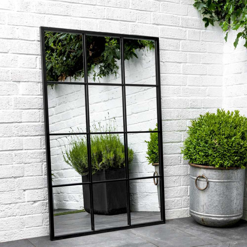 Black Rectangular Window Pane Outdoor Mirror