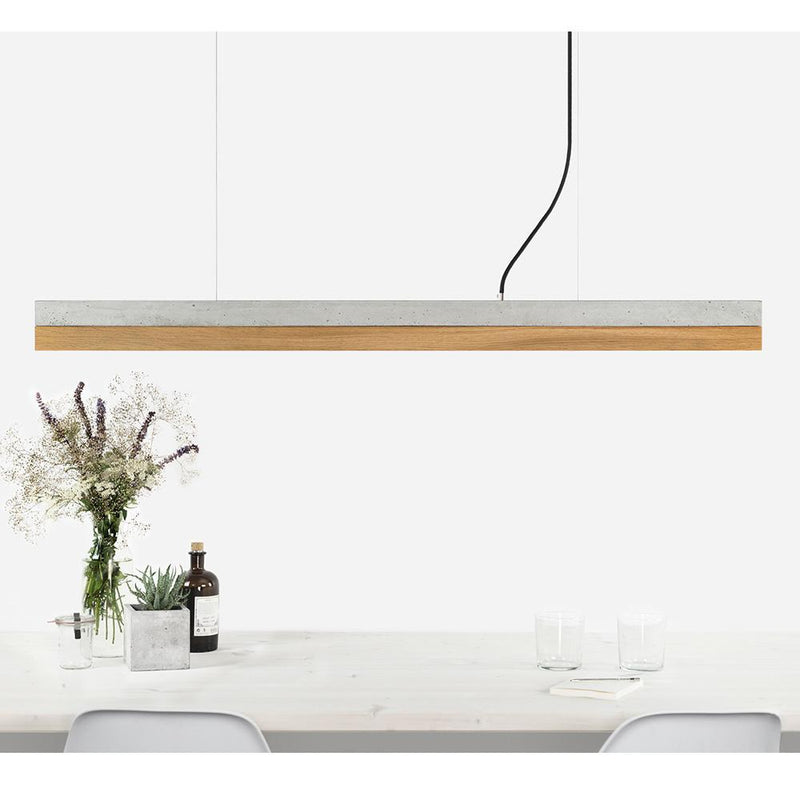 C1 Concrete and Oak Pendant Light - GANTlights
