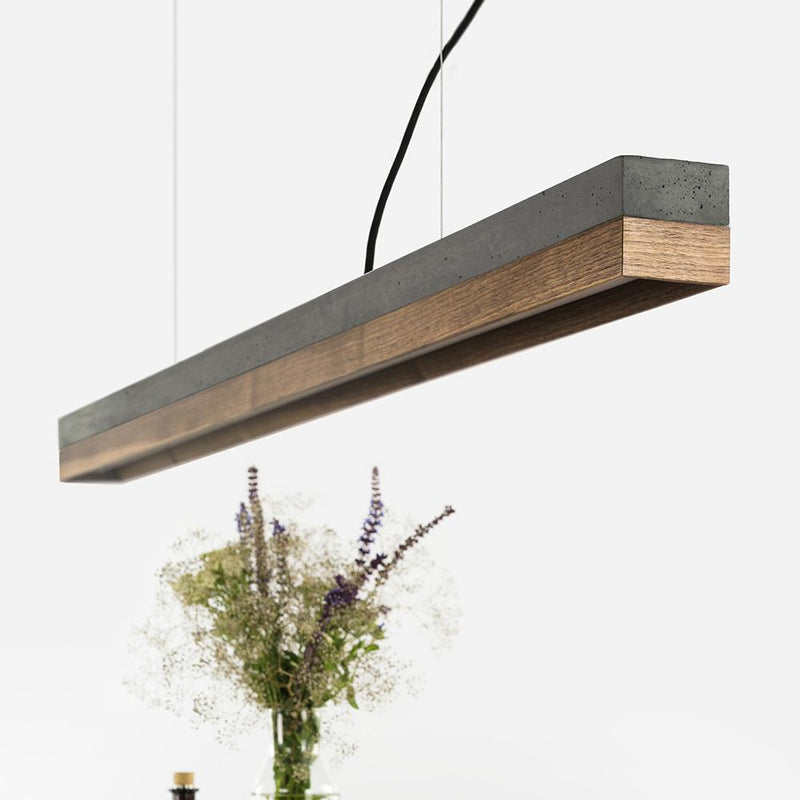 C1 Concrete and Walnut Pendant Light - GANTlights