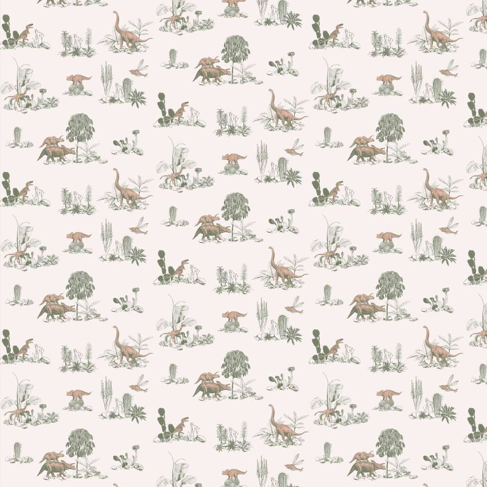 Dino Classic Wallpaper - Pink Green - Sian Zeng