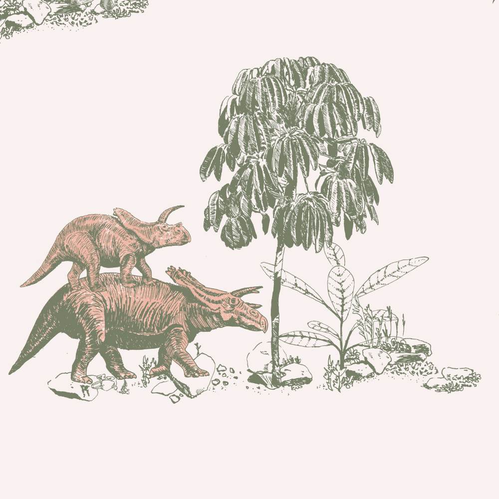 Dino Classic Wallpaper - Pink Green - Sian Zeng