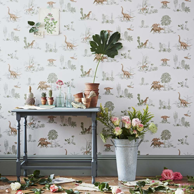 Dino Classic Wallpaper - Pink Green - Sian Zeng