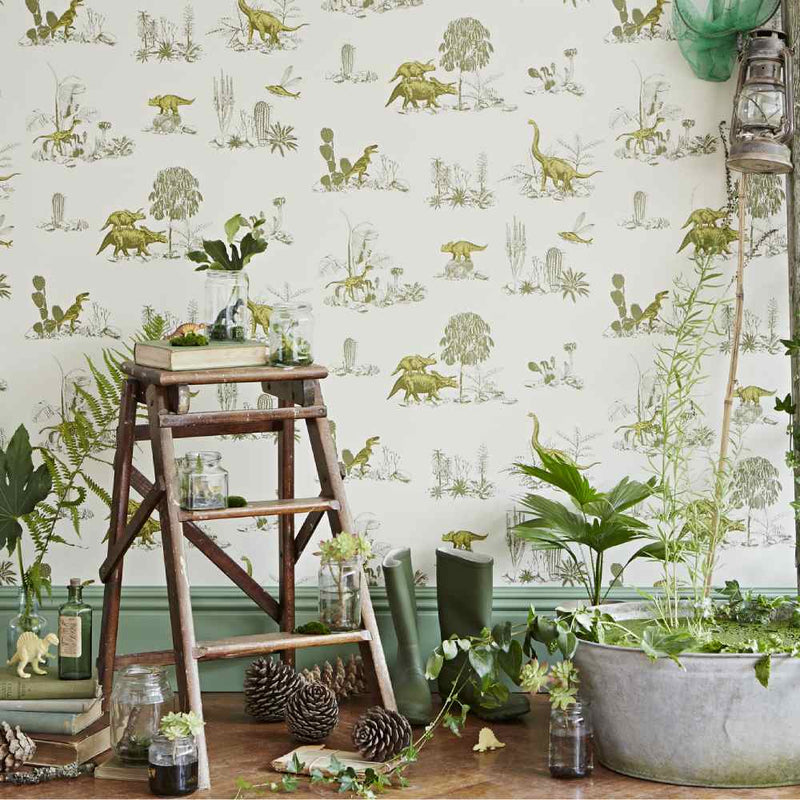 Dino Classic Wallpaper - Yellow Green - Sian Zeng