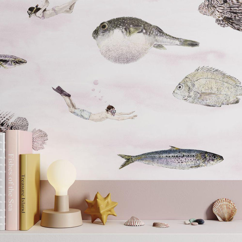Fish Classic Wallpaper - Pink - Sian Zeng