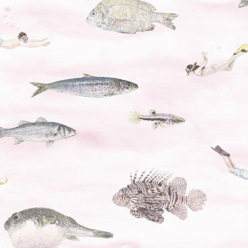 Fish Classic Wallpaper - Pink - Sian Zeng