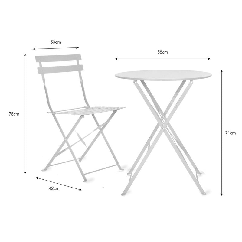 Folding Bistro Table & Chair Set - Chalk
