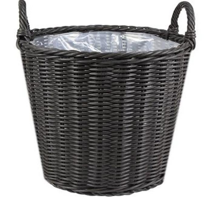 Grey Polyrattan Lined Willow Planter