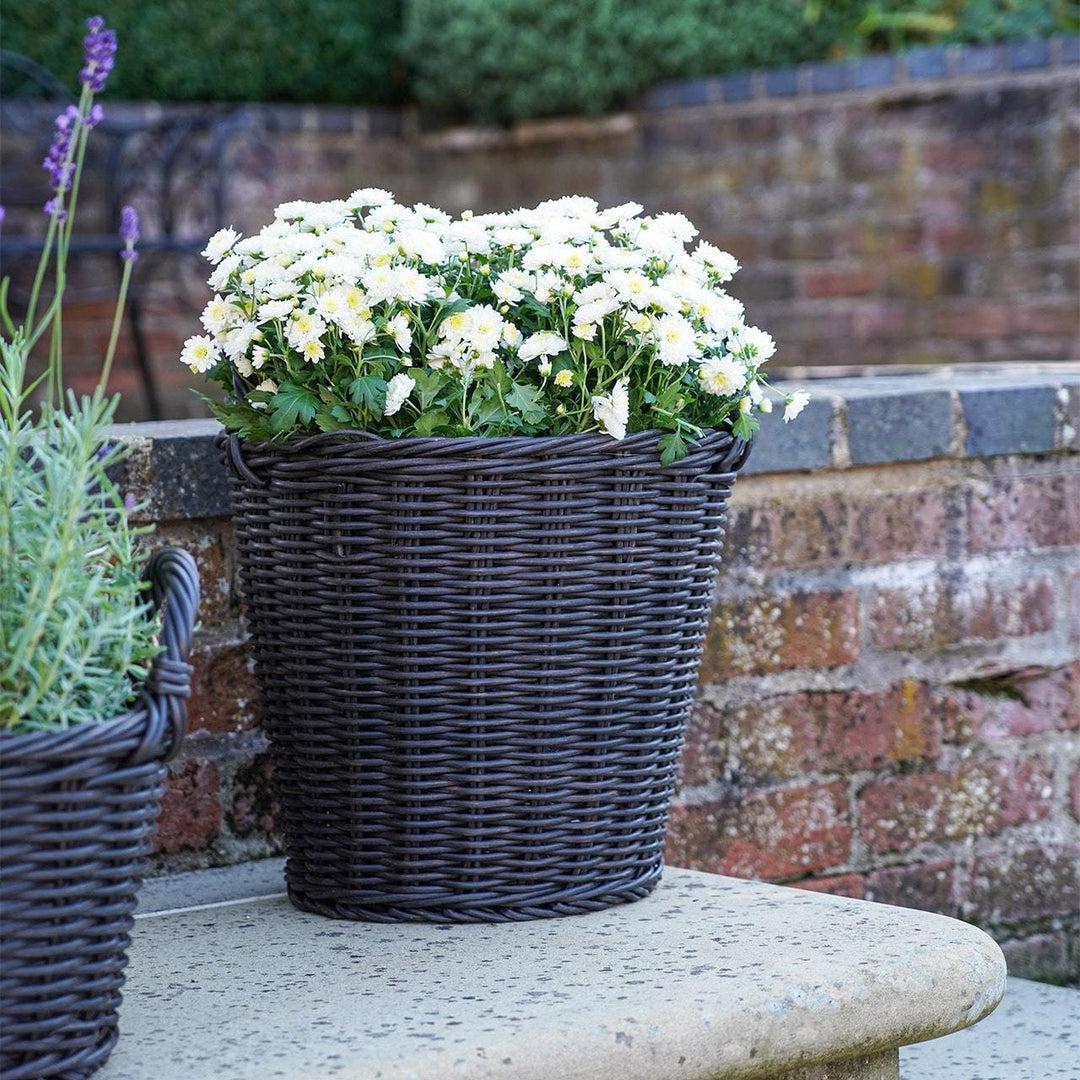 Grey Polyrattan Lined Willow Planter