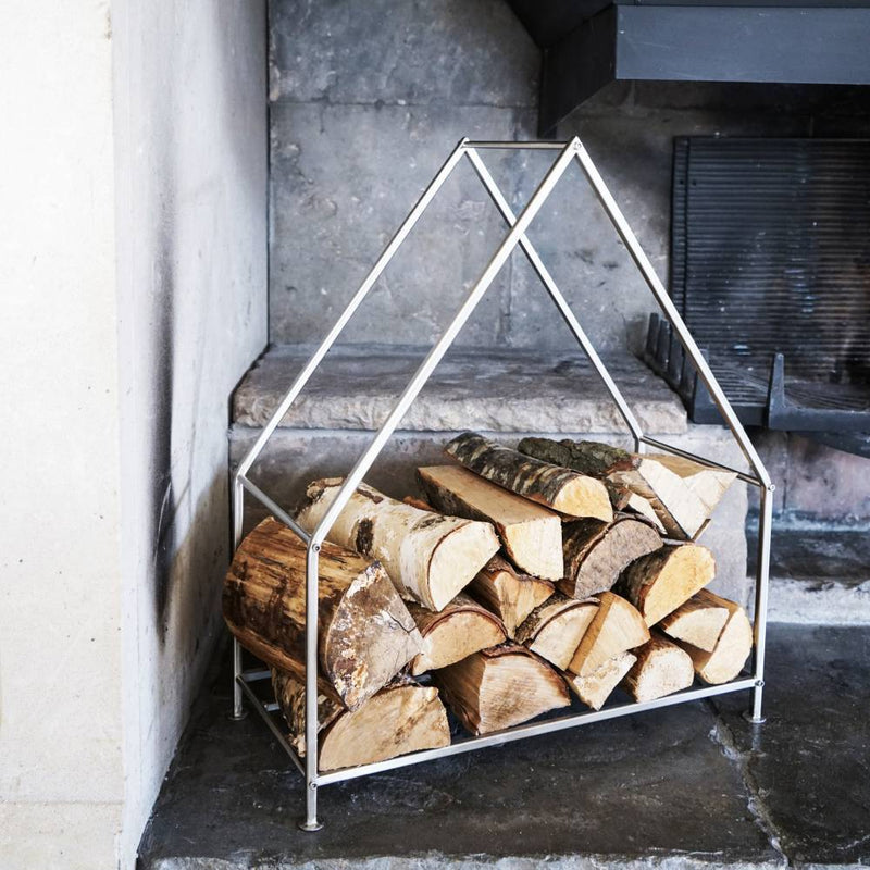 House Fireside Log Holder - Pewter