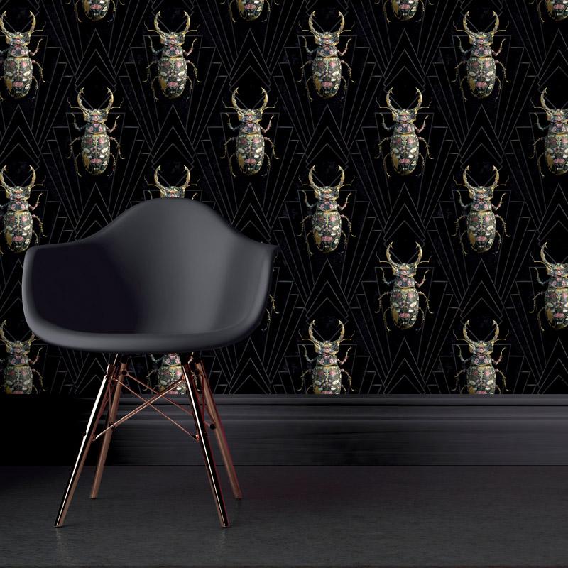 Lucanidea Botanicus Wallpaper - Insects Noir - Carmine Lake