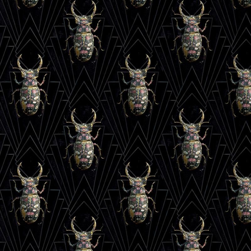 Lucanidea Botanicus Wallpaper - Insects Noir - Carmine Lake
