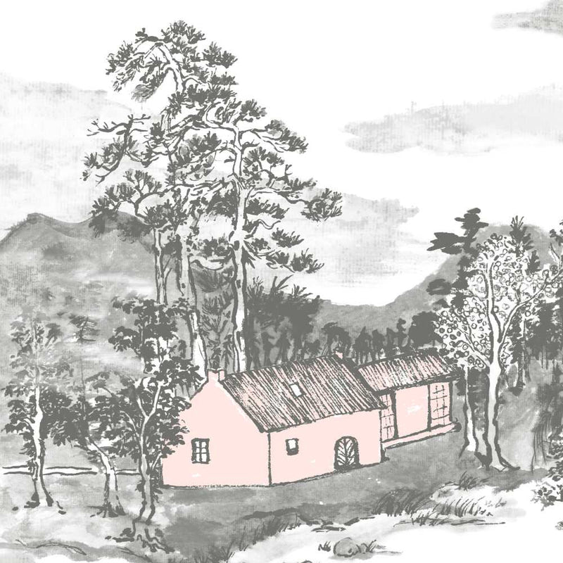 Mountains Classic Wallpaper - Grey Pink - Sian Zeng