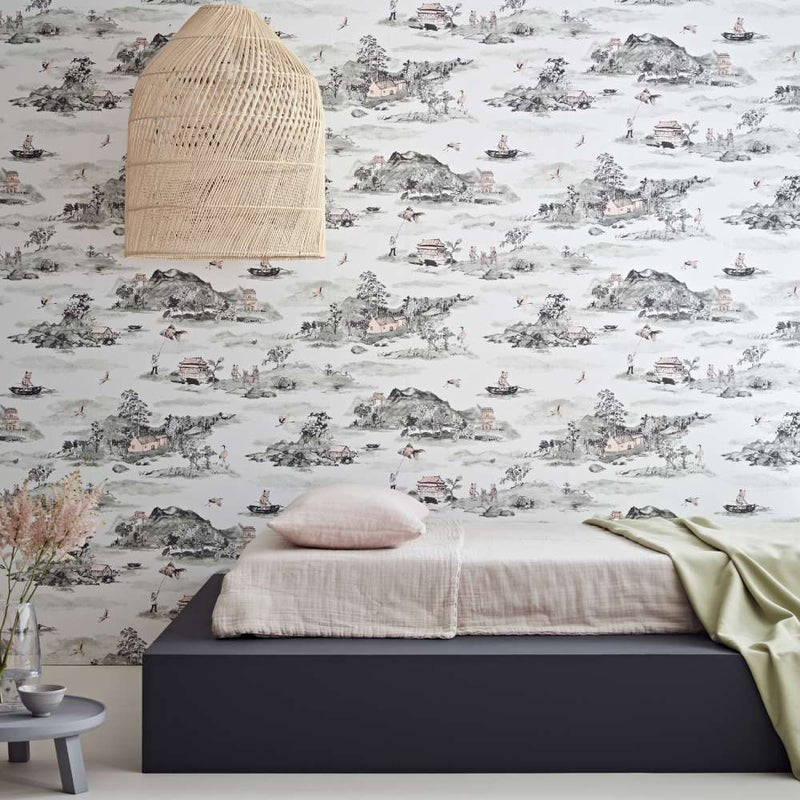 Mountains Classic Wallpaper - Grey Pink - Sian Zeng