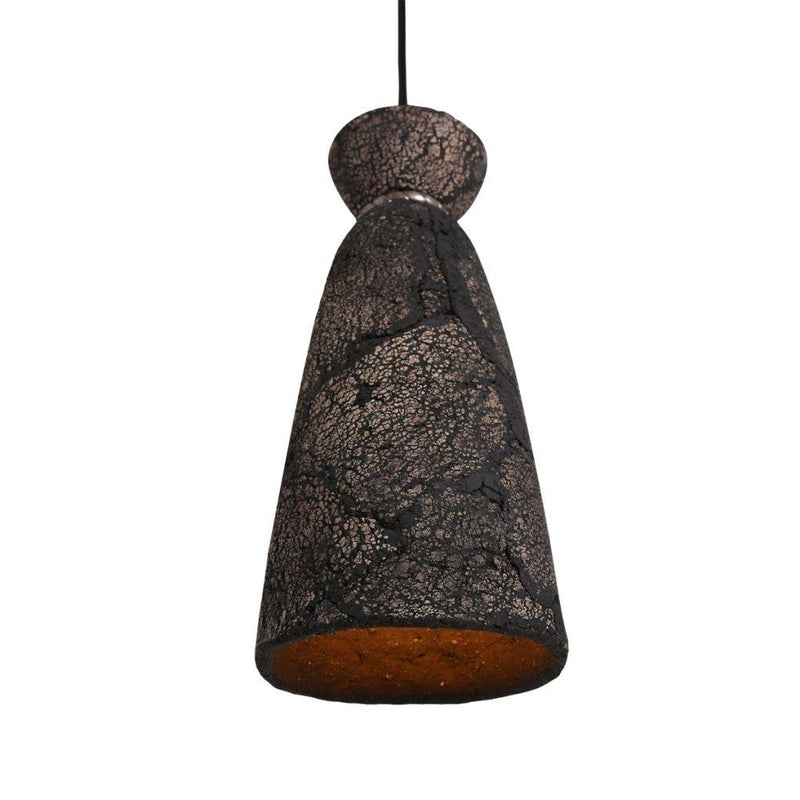 Pando Organic Ceramic Pendant Light - Black Clay - Mullan Lighting