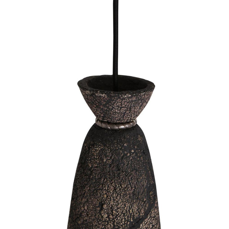 Pando Organic Ceramic Pendant Light - Black Clay - Mullan Lighting