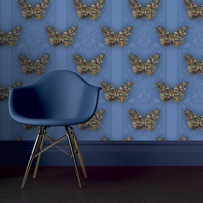 Papilio Botanicus Wallpaper - Blue - Carmine Lake