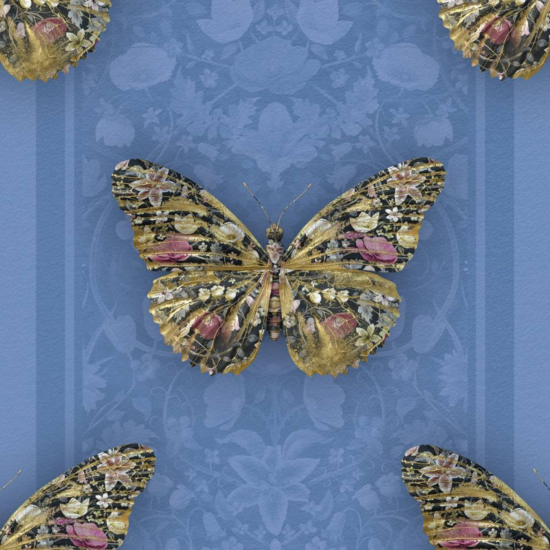 Papilio Botanicus Wallpaper - Blue - Carmine Lake