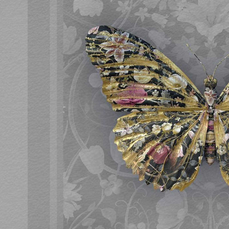 Papilio Botanicus Wallpaper - Grey - Carmine Lake