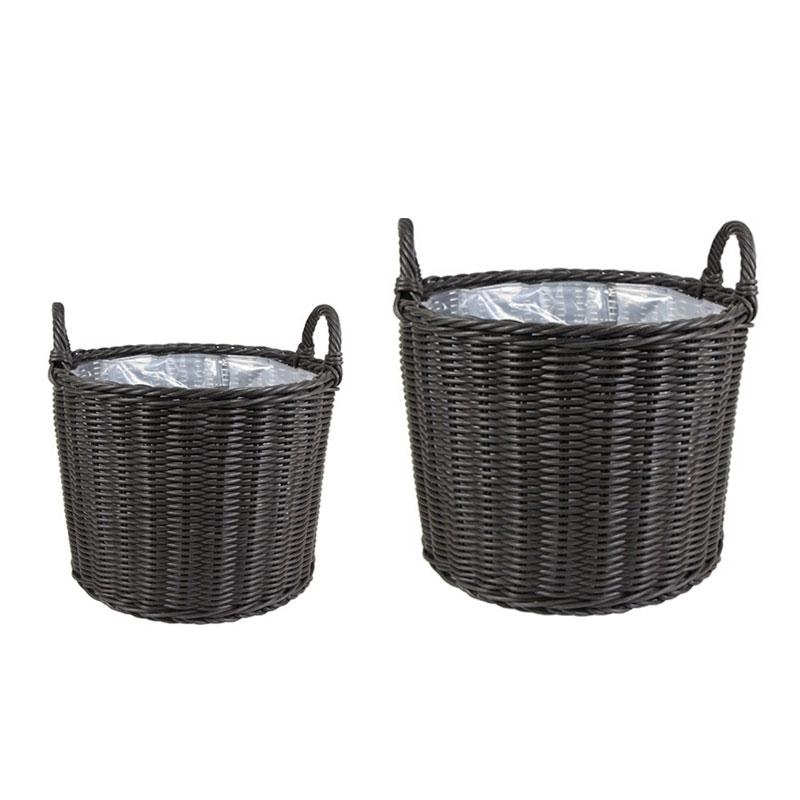 Polyrattan Lined Willow Planter - Set of 2