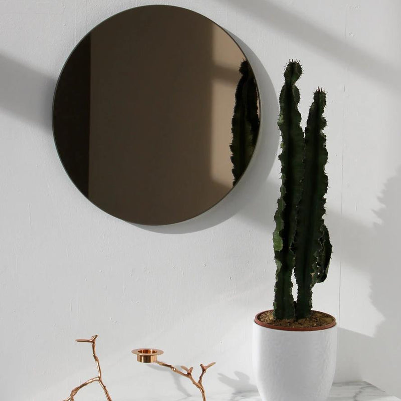 Round Bronze Tinted Frameless Orbis Mirror
