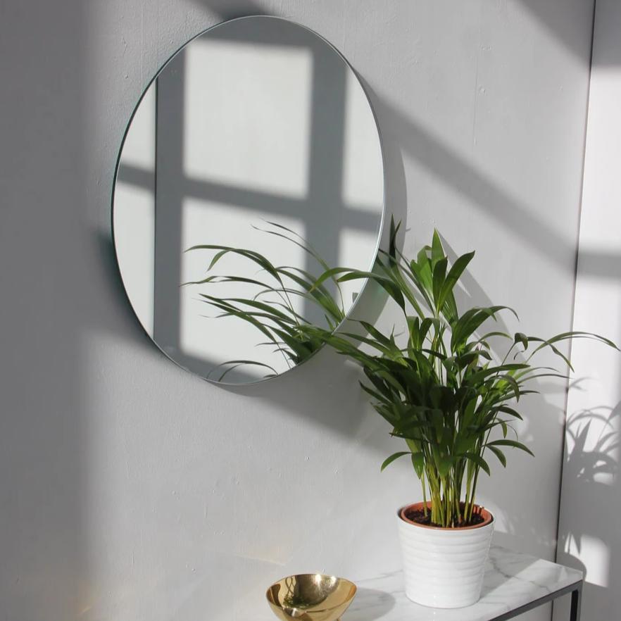Round Silver Frameless Orbis Mirror