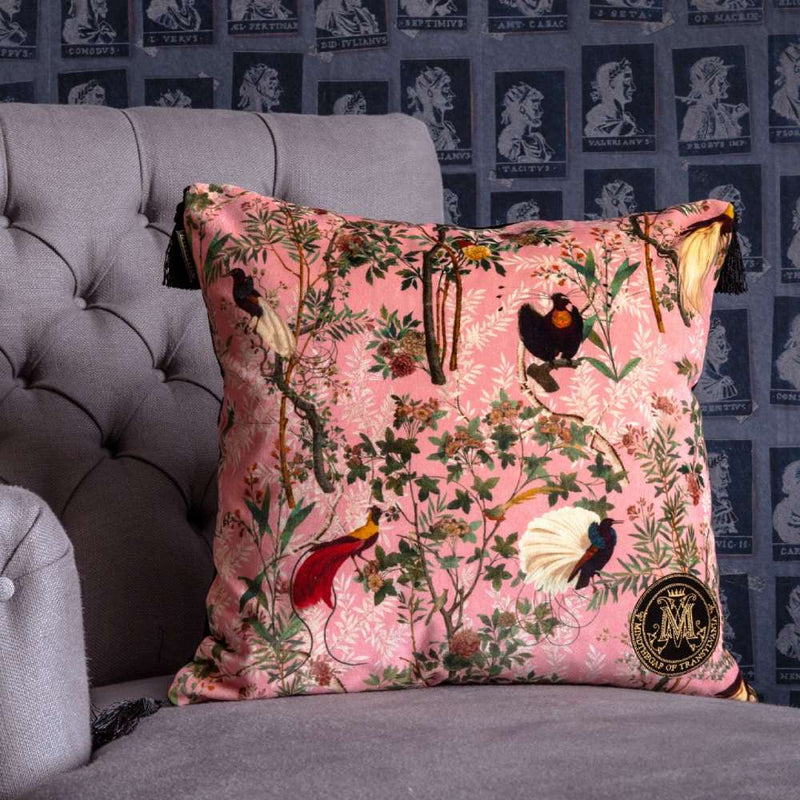 Royal Garden Velvet Cushion - Pink - MINDTHEGAP